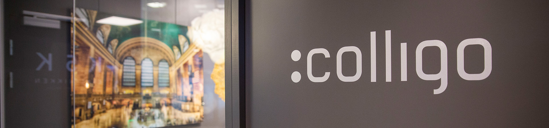 Dør inn til kontorlokale med Colligo sin logo på døren
